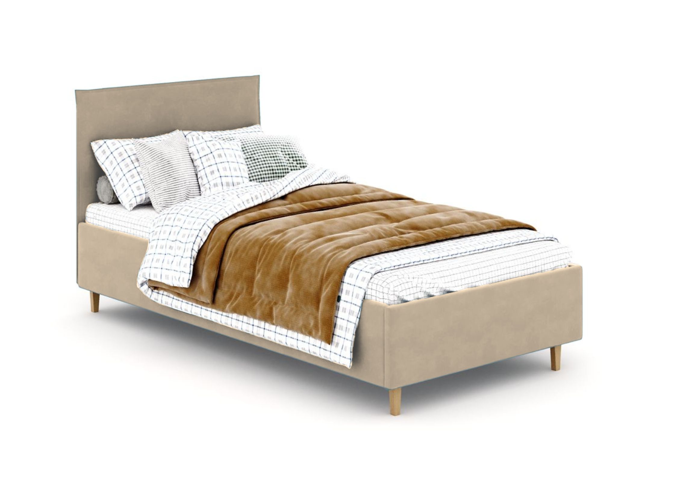 Beżowe łóżko dziecięce 90x200